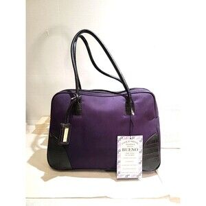Bueno Ladies Tote Handbag Eggplant Color w/ Dark Brown Faux Croc Leather Trim
